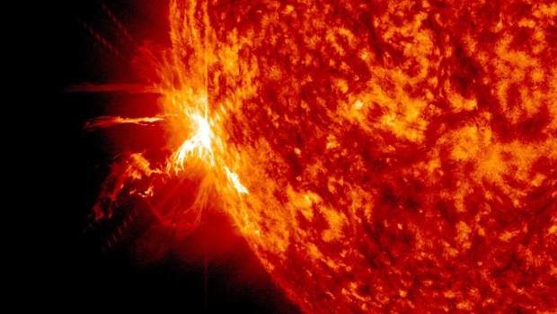 A significant solar flare erupts in June 2014. A flare that occurred on Dec. 28 is expected to produce a northern lights display. (Goddard Space Flight Center/Associated Press) 
