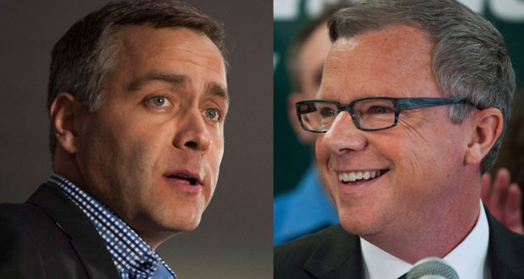 NDP leader Cam Broten and Saskatchewan Party leader Brad Wall are set to debate on March 23, ahead of the April 4 provincial election. (The Canadian Press)