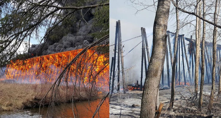 A before and after shot of the bridge. (Town of Mayerthorpe)